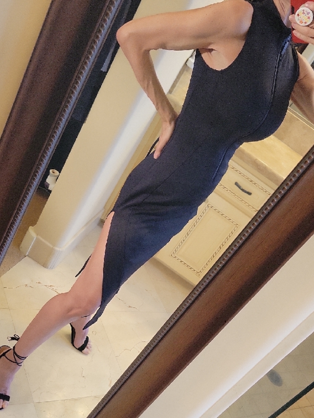 *TA3  Black Sleeveless Shapewear Midi Dress, S - Picture 2 of 16